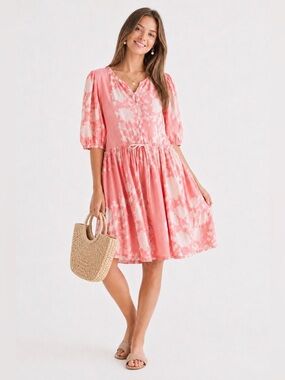 Livro Pink Floral Cotton Mini Dress | Size L